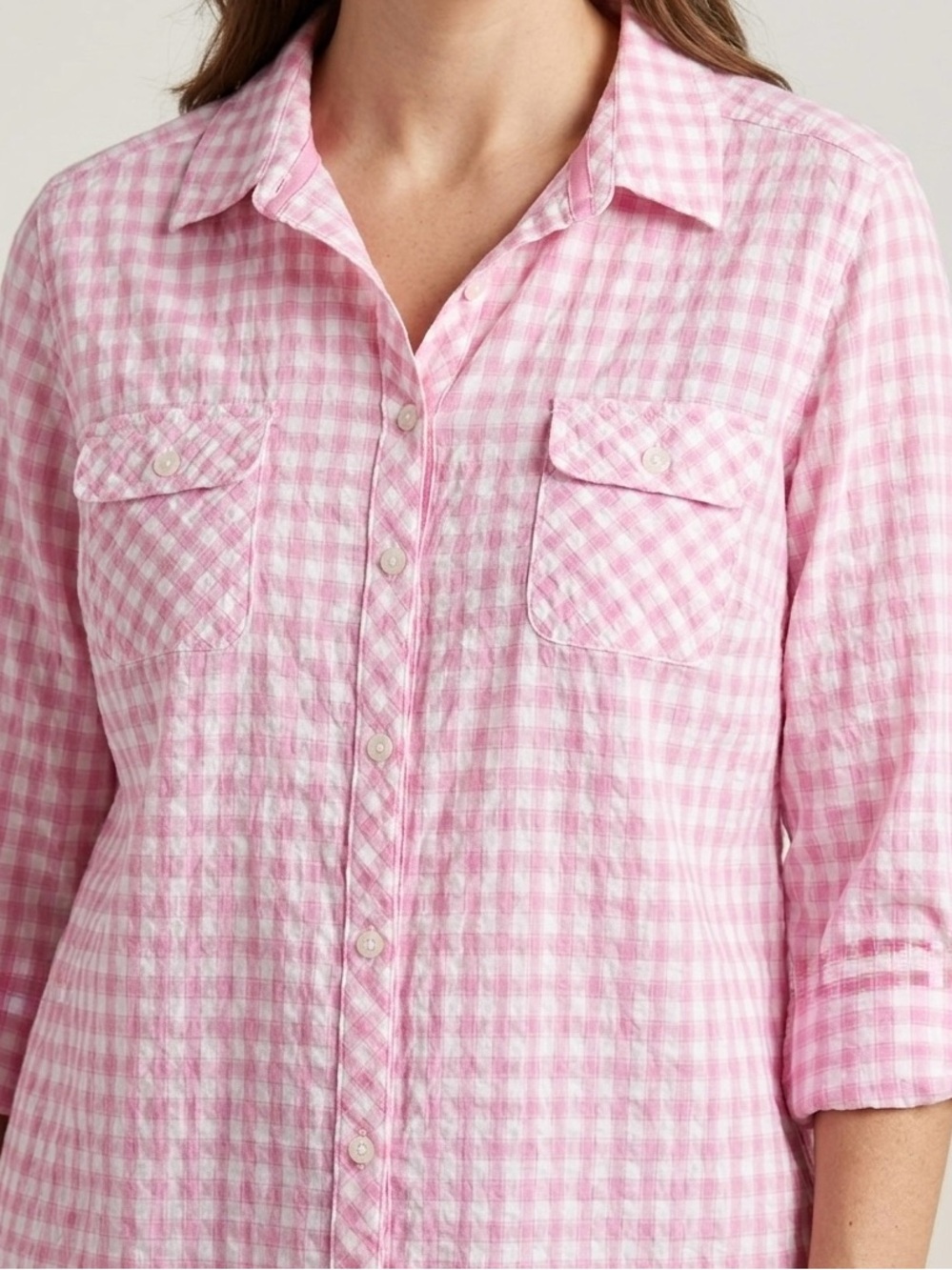 croft & barrow Pink Gingham Button-Front Shirt